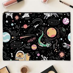 Cat And Dog Space Pattern Cosmetic Bag (xxxl) by pakminggu