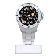 Cat And Dog Space Pattern Plastic Nurses Watch by pakminggu