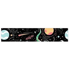 Cat And Dog Space Pattern Small Premium Plush Fleece Scarf