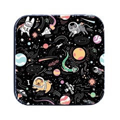 Cat And Dog Space Pattern Square Metal Box (black) by pakminggu