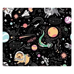 Cat And Dog Space Pattern Premium Plush Fleece Blanket (small) by pakminggu