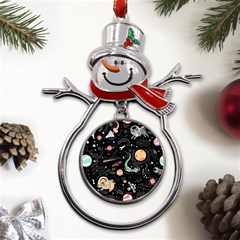 Cat And Dog Space Pattern Metal Snowman Ornament