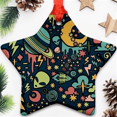 Alien Ocket Space Aesthetic Pattern Ornament (star)