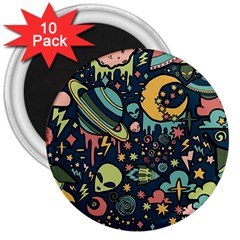 Alien Ocket Space Aesthetic Pattern 3  Magnets (10 Pack)  by pakminggu