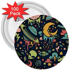 Alien Ocket Space Aesthetic Pattern 3  Buttons (100 Pack)  by pakminggu