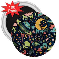 Alien Ocket Space Aesthetic Pattern 3  Magnets (100 Pack) by pakminggu