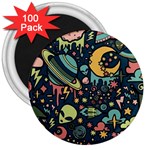 Alien Ocket Space Aesthetic Pattern 3  Magnets (100 pack) Front