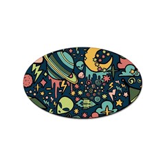 Alien Ocket Space Aesthetic Pattern Sticker (oval) by pakminggu