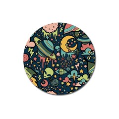 Alien Ocket Space Aesthetic Pattern Magnet 3  (round) by pakminggu