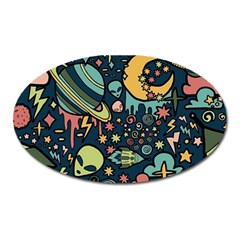 Alien Ocket Space Aesthetic Pattern Oval Magnet by pakminggu