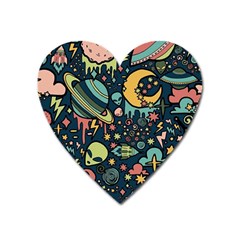 Alien Ocket Space Aesthetic Pattern Heart Magnet by pakminggu