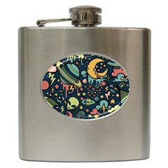 Alien Ocket Space Aesthetic Pattern Hip Flask (6 Oz) by pakminggu