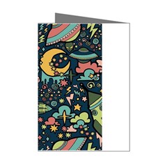 Alien Ocket Space Aesthetic Pattern Mini Greeting Cards (pkg Of 8)