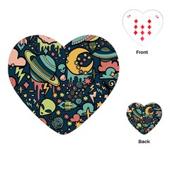 Alien Ocket Space Aesthetic Pattern Playing Cards Single Design (heart)