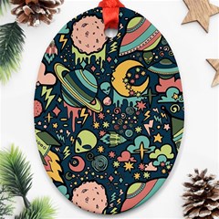 Alien Ocket Space Aesthetic Pattern Oval Ornament (two Sides)