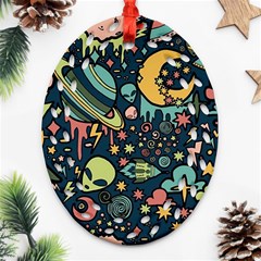 Alien Ocket Space Aesthetic Pattern Ornament (oval Filigree)