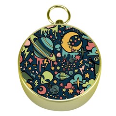 Alien Ocket Space Aesthetic Pattern Gold Compasses by pakminggu