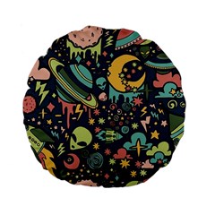 Alien Ocket Space Aesthetic Pattern Standard 15  Premium Flano Round Cushions by pakminggu