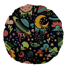 Alien Ocket Space Aesthetic Pattern Large 18  Premium Flano Round Cushions by pakminggu