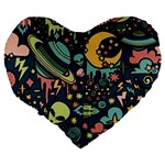 Alien Ocket Space Aesthetic Pattern Large 19  Premium Flano Heart Shape Cushions Back