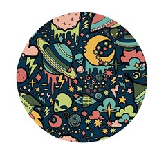 Alien Ocket Space Aesthetic Pattern Mini Round Pill Box by pakminggu