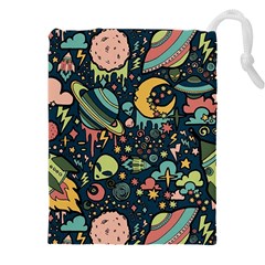 Alien Ocket Space Aesthetic Pattern Drawstring Pouch (4xl) by pakminggu