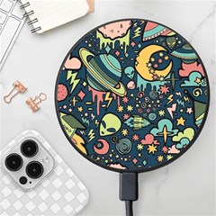 Alien Ocket Space Aesthetic Pattern Wireless Fast Charger(black) by pakminggu