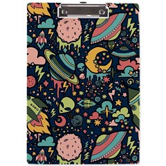 Alien Ocket Space Aesthetic Pattern A4 Acrylic Clipboard by pakminggu