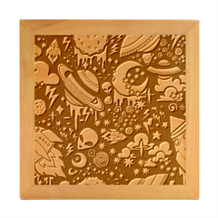 Alien Ocket Space Aesthetic Pattern Wood Photo Frame Cube by pakminggu