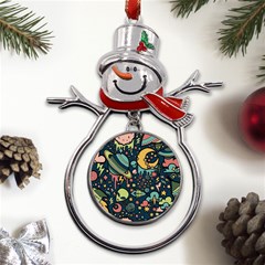 Alien Ocket Space Aesthetic Pattern Metal Snowman Ornament