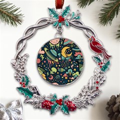 Alien Ocket Space Aesthetic Pattern Metal X mas Wreath Holly Leaf Ornament