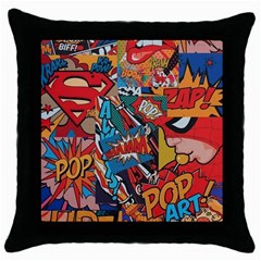 Comic Cartoon Pattern Throw Pillow Case (black) by pakminggu