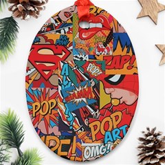 Comic Cartoon Pattern Oval Ornament (two Sides)