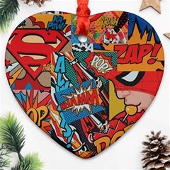 Comic Cartoon Pattern Heart Ornament (two Sides)