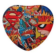 Comic Cartoon Pattern Heart Glass Fridge Magnet (4 Pack) by pakminggu