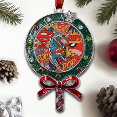 Comic Cartoon Pattern Metal X mas Lollipop With Crystal Ornament by pakminggu