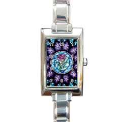 Cathedral Rosette Stained Glass Beauty And The Beast Rectangle Italian Charm Watch by Cowasu