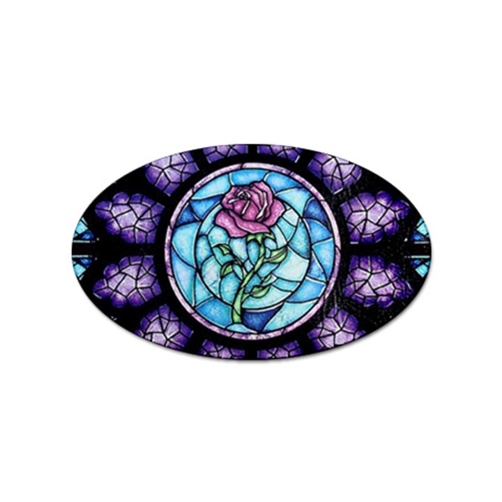 Cathedral Rosette Stained Glass Beauty And The Beast Sticker (Oval)