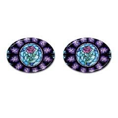 Cathedral Rosette Stained Glass Beauty And The Beast Cufflinks (oval) by Cowasu