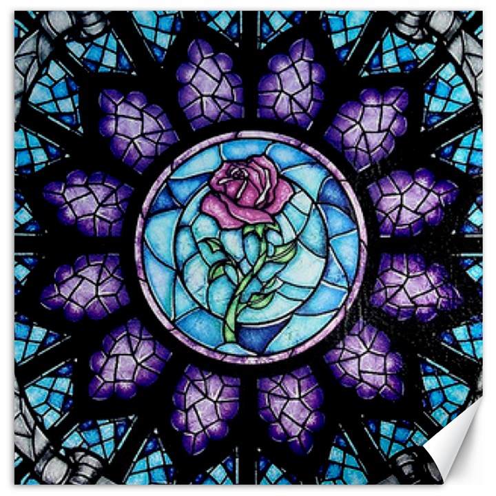 Cathedral Rosette Stained Glass Beauty And The Beast Canvas 16  x 16 