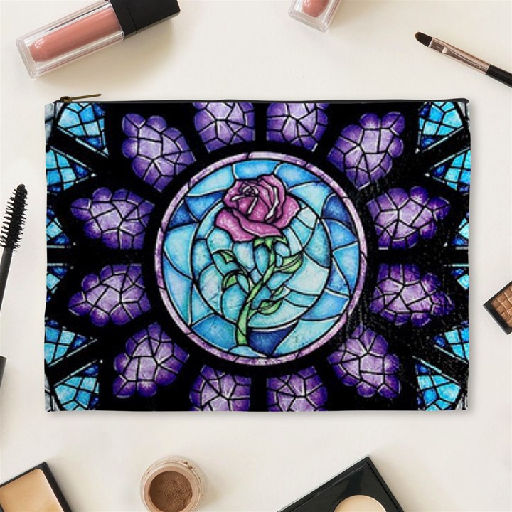 Cathedral Rosette Stained Glass Beauty And The Beast Cosmetic Bag (XL)