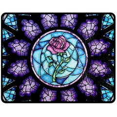 Cathedral Rosette Stained Glass Beauty And The Beast Fleece Blanket (medium) by Cowasu