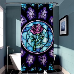 Cathedral Rosette Stained Glass Beauty And The Beast Shower Curtain 36  X 72  (stall)  by Cowasu