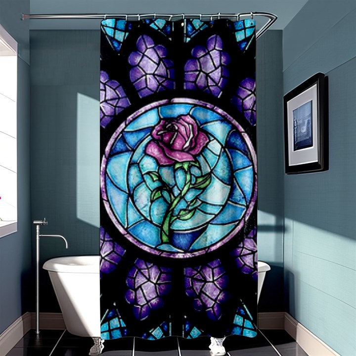 Cathedral Rosette Stained Glass Beauty And The Beast Shower Curtain 36  x 72  (Stall) 