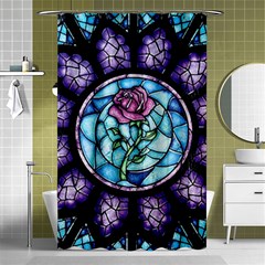 Cathedral Rosette Stained Glass Beauty And The Beast Shower Curtain 48  X 72  (small)  by Cowasu