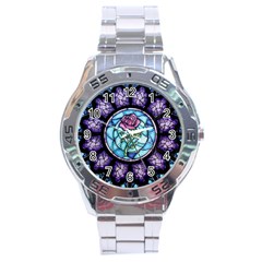 Cathedral Rosette Stained Glass Beauty And The Beast Stainless Steel Analogue Watch by Cowasu