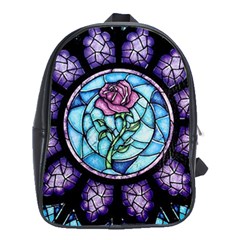 Cathedral Rosette Stained Glass Beauty And The Beast School Bag (xl) by Cowasu