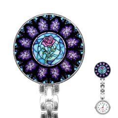 Cathedral Rosette Stained Glass Beauty And The Beast Stainless Steel Nurses Watch by Cowasu