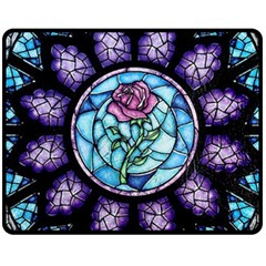 Cathedral Rosette Stained Glass Beauty And The Beast Two Sides Fleece Blanket (medium)