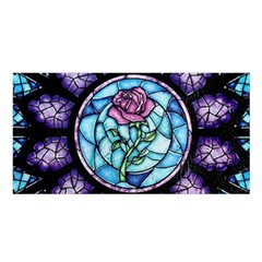 Cathedral Rosette Stained Glass Beauty And The Beast Satin Shawl 45  X 80  by Cowasu